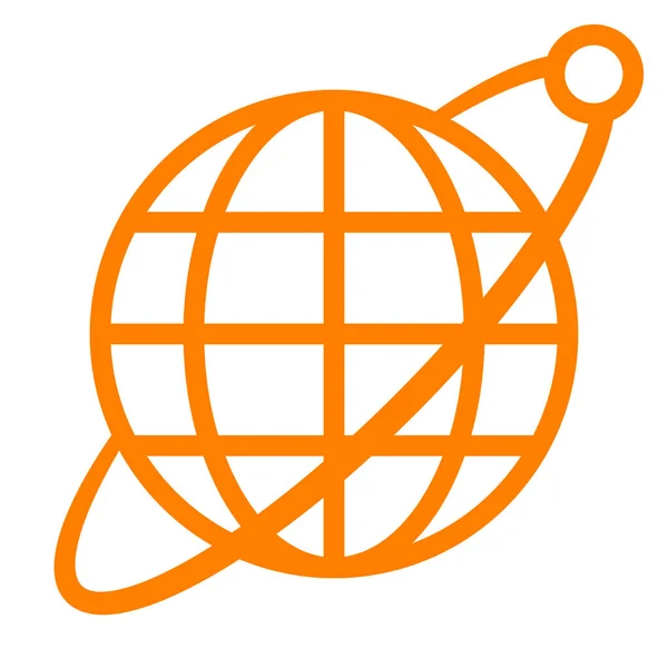 Icône Symbole Globe Avec Orbite Satellite Orange Simple Isolé Illustration — Image vectorielle