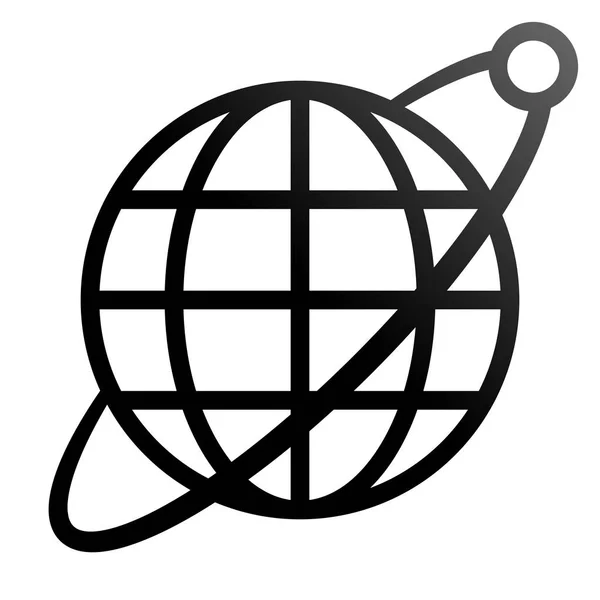 Icône Symbole Globe Avec Orbite Satellite Dégradé Noir Isolé Illustration — Image vectorielle