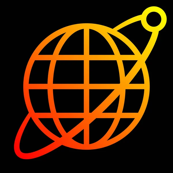Υδρόγειο Εικονίδιο Συμβόλου Τροχιά Και Δορυφορική Κίτρινο Πορτοκαλί Κόκκινο Διαβάθμιση — Διανυσματικό Αρχείο