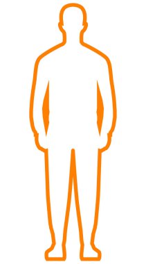 Ayakta siluet - turuncu basit anahat, izole dostum - illüstrasyon vektör