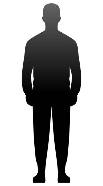 Adam ayakta siluet - siyah degrade, izole - illüstrasyon vektör