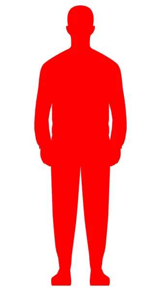 Hombre Silueta Pie Rojo Simple Aislado Ilustración Vectorial — Vector de stock