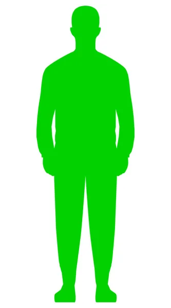 Hombre Silueta Pie Verde Simple Aislado Ilustración Vectorial — Vector de stock