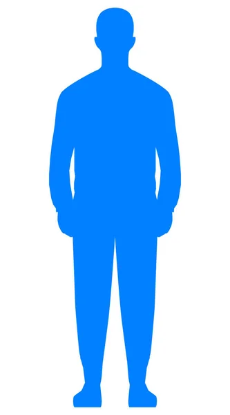 Hombre Silueta Pie Azul Simple Aislado Ilustración Vectorial — Vector de stock