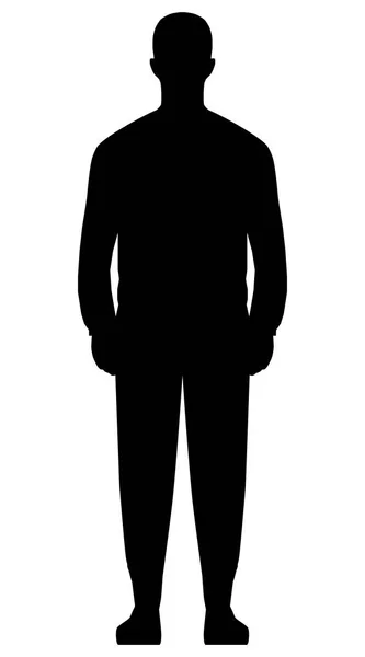 Silhouette Homme Debout Noir Simple Isolé Illustration Vectorielle — Image vectorielle