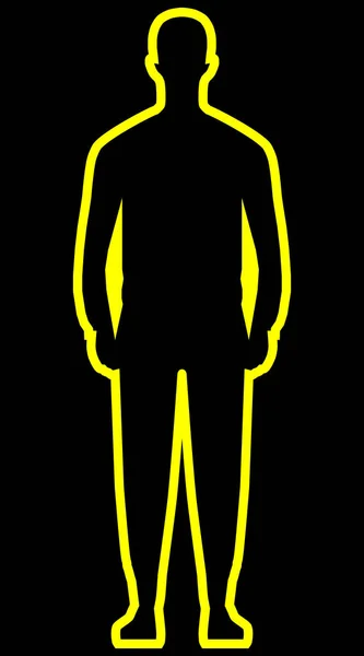 Silhouette Homme Debout Contour Simple Jaune Isolé Illustration Vectorielle — Image vectorielle