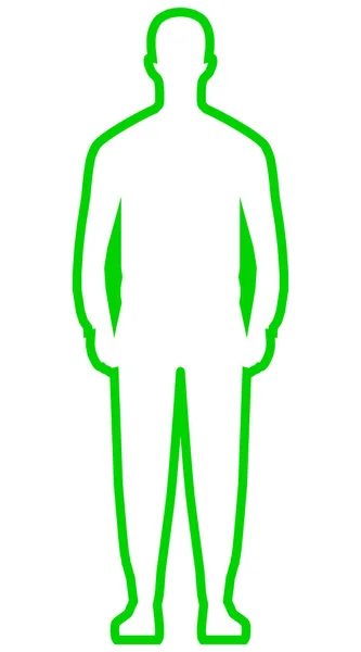 Silhouette Homme Debout Contour Simple Vert Isolé Illustration Vectorielle — Image vectorielle