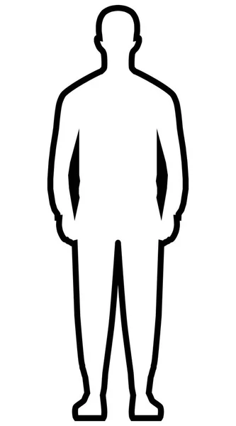 Silhouette Homme Debout Contour Simple Noir Isolé Illustration Vectorielle — Image vectorielle