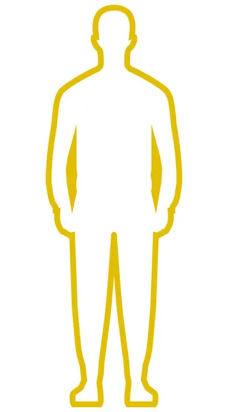 Silhouette Homme Debout Contour Simple Doré Isolé Illustration Vectorielle — Image vectorielle
