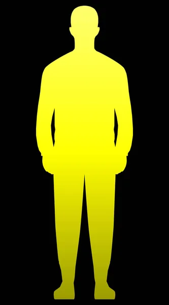 Silhouette Homme Debout Dégradé Jaune Isolé Illustration Vectorielle — Image vectorielle