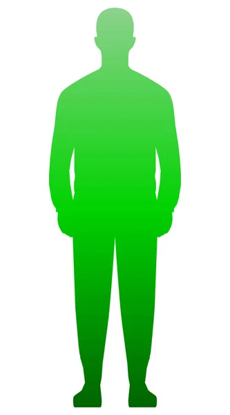 Silhouette Homme Debout Dégradé Vert Isolé Illustration Vectorielle — Image vectorielle