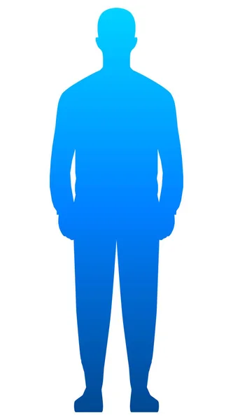 Hombre Silueta Pie Gradiente Azul Aislado Ilustración Vectorial — Vector de stock