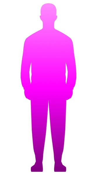 Hombre Pie Silueta Gradiente Púrpura Aislado Ilustración Vectorial — Vector de stock