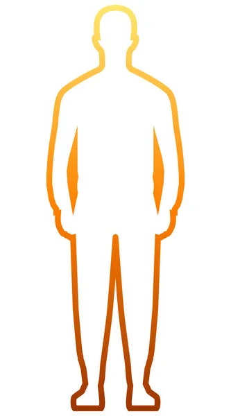 Silhouette Homme Debout Contour Dégradé Orange Isolé Illustration Vectorielle — Image vectorielle