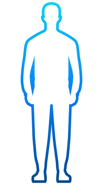 Silhouette Homme Debout Contour Dégradé Bleu Isolé Illustration Vectorielle — Image vectorielle