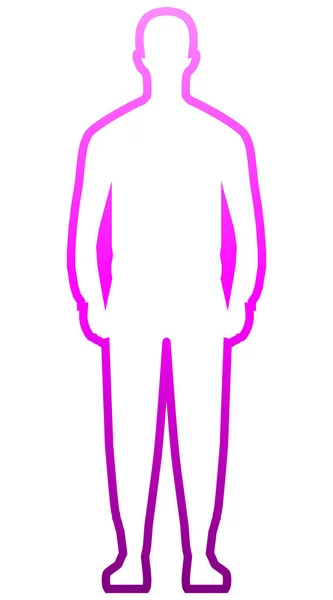Hombre Silueta Pie Contorno Gradiente Púrpura Aislado Ilustración Vectorial — Vector de stock