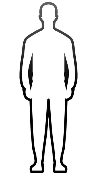 Silhouette Homme Debout Contour Dégradé Noir Isolé Illustration Vectorielle — Image vectorielle