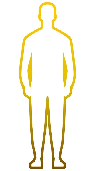 Silhouette Homme Debout Contour Dégradé Doré Isolé Illustration Vectorielle — Image vectorielle
