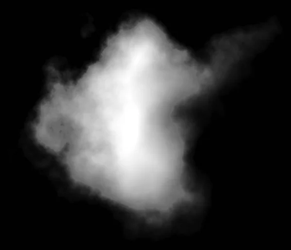 Nube Blanco Único Aislado Sobre Fondo Negro Representación — Foto de Stock