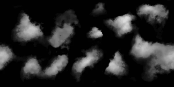 Wolken Nahtlos Weiß Isoliert Auf Schwarzem Hintergrund Darstellung — Stockfoto