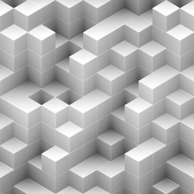 Sorunsuz arka plan - beyaz, rastgele yığın yapısı - 3d işleme küpler