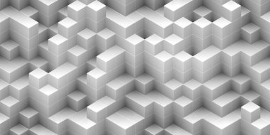 Sorunsuz arka plan - beyaz, rastgele yığın yapısı - 3d işleme küpler