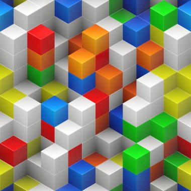 Sorunsuz arka plan - renkli, rastgele yığın yapısı - 3d işleme küpler