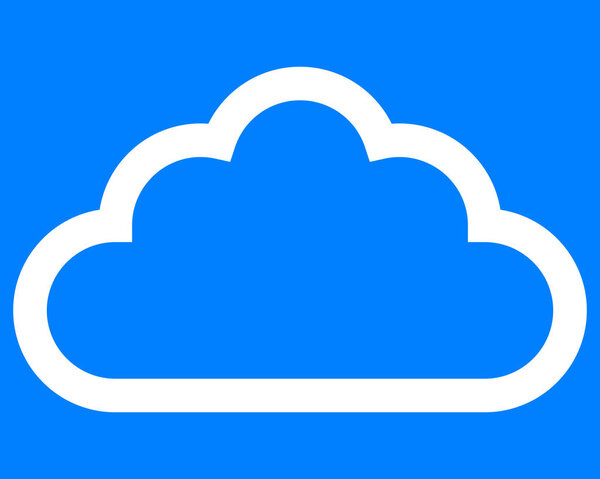 Cloud symbol icon - white simple outline, isolated - vector illustration