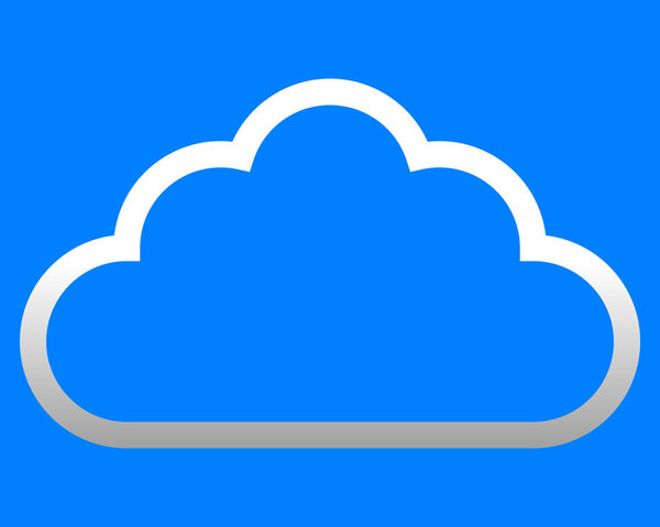 Cloud symbol icon - white gradient outline, isolated - vector illustration
