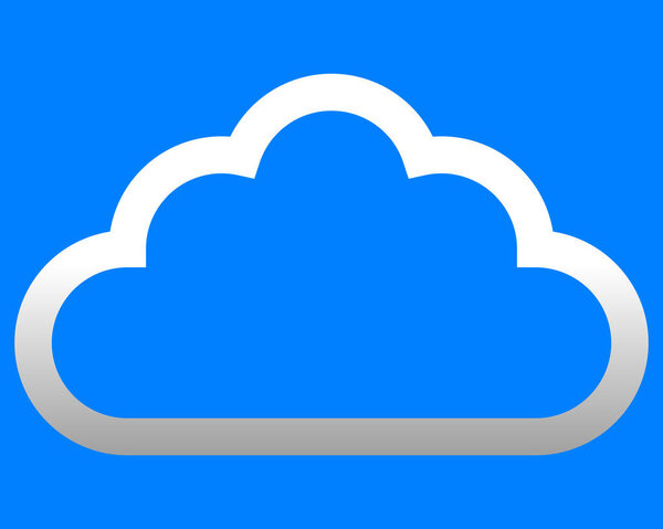 Cloud symbol icon - white gradient outline, isolated - vector illustration