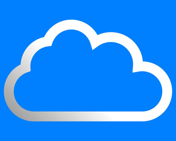 Cloud symbol icon - white gradient outline, isolated - vector illustration