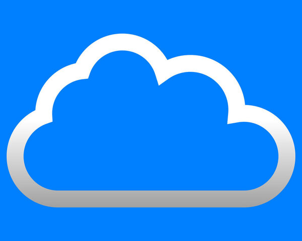 Cloud symbol icon - white gradient outline, isolated - vector illustration
