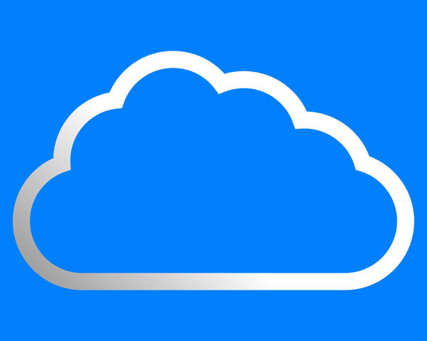 Cloud symbol icon - white gradient outline, isolated - vector illustration