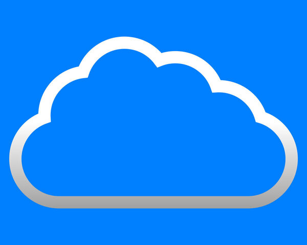 Cloud symbol icon - white gradient outline, isolated - vector illustration