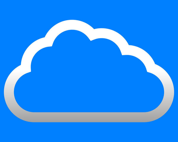 Cloud symbol icon - white gradient outline, isolated - vector illustration