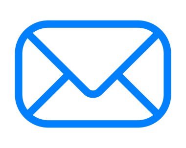 İzole posta sembol simge - mavi basit anahat köşeleri yuvarlatılmış - vektör çizim