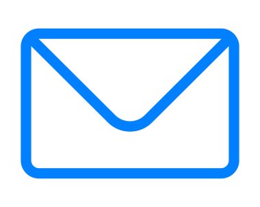 İzole posta sembol simge - mavi basit anahat köşeleri yuvarlatılmış - vektör çizim