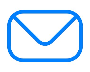 İzole posta sembol simge - mavi basit anahat köşeleri yuvarlatılmış - vektör çizim