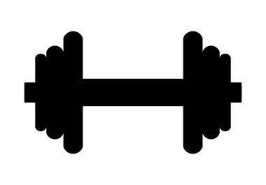 Ağırlıkları sembol simge - siyah gerçekçi dumbbell siluet, izole - vektör çizim