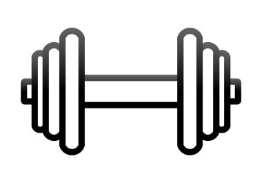 Ağırlıkları sembol simge - siyah degrade gerçekçi dumbbell anahat, izole - vektör çizim