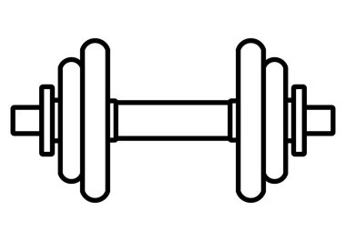 Ağırlıkları sembol simge - siyah gerçekçi dumbbell anahat, izole - vektör çizim
