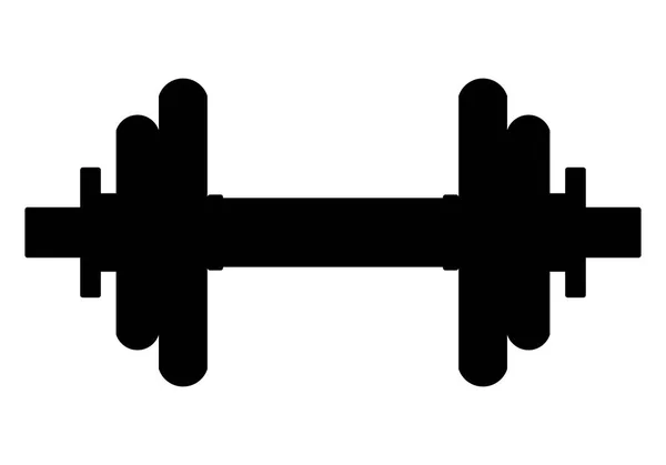 重量記号アイコン 黒の現実的なダンベル シルエット ベクトル図 — ストックベクタ