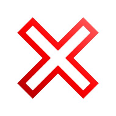 Onay işaretleri - kırmızı degrade çapraz Icon - vektör çizim anahat