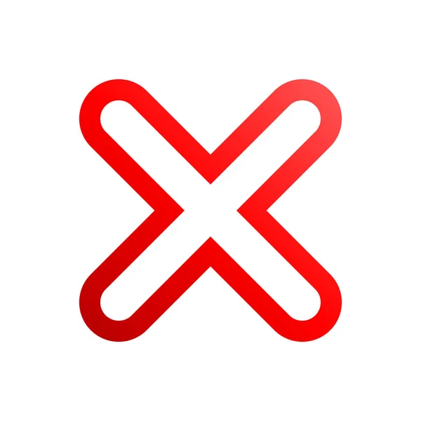 Marcas Verificación Icono Cruz Contorno Gradiente Rojo Ilustración Vectorial — Archivo Imágenes Vectoriales