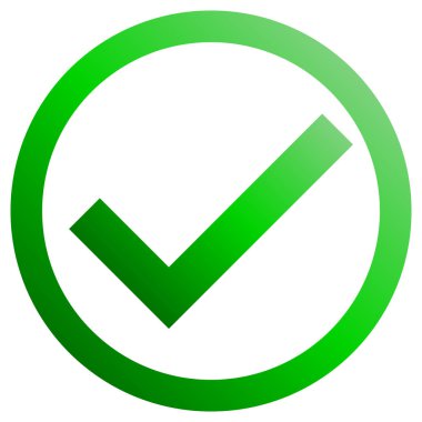 Onay işaretleri - yeşil degrade, kene simgesini daire içinde - illüstrasyon vektör