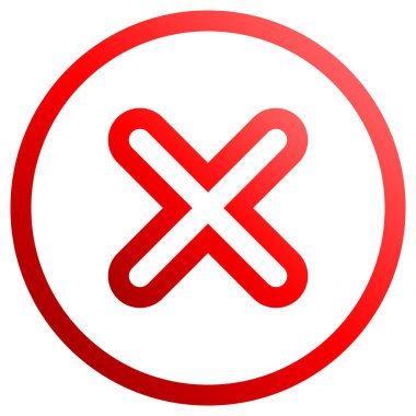 Onay işaretleri - kırmızı degrade anahat, kutsal kişilerin resmi daire içinde çapraz - illüstrasyon vektör