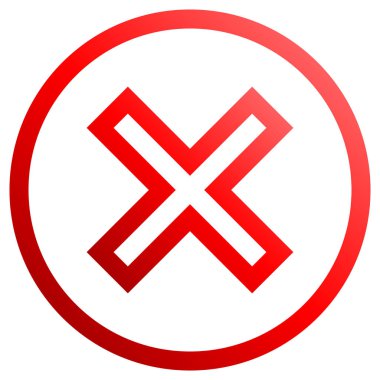 Onay işaretleri - kırmızı degrade anahat, kutsal kişilerin resmi daire içinde çapraz - illüstrasyon vektör