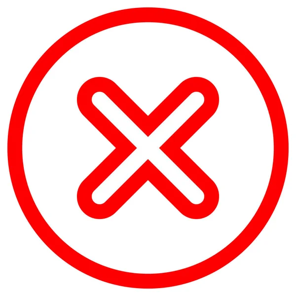 Marcas Verificación Icono Cruz Roja Dentro Del Contorno Del Círculo — Vector de stock