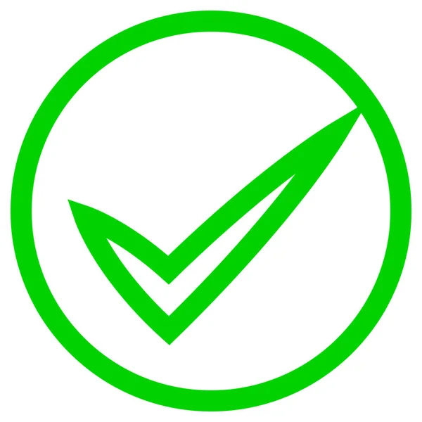 Marcas Verificación Icono Marca Verde Dentro Del Contorno Del Círculo — Archivo Imágenes Vectoriales