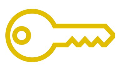 Anahtar simgesi simge - altın basit anahat, izole - vektör